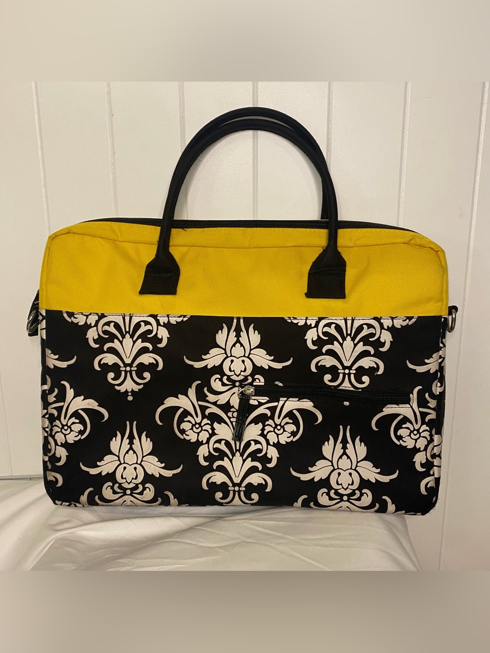 Black & Yellow Damask Laptop Bag